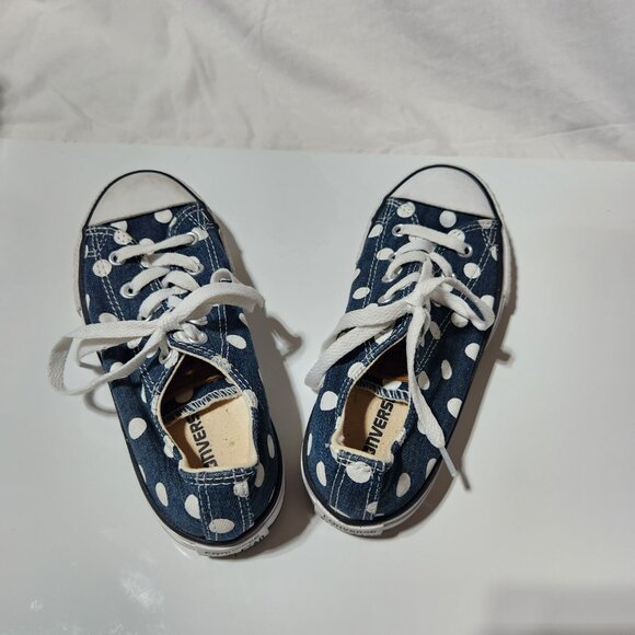 Converse All Star Girls Sneakers – Navy Polka Dot (Size 2) - Picture 7 of 9